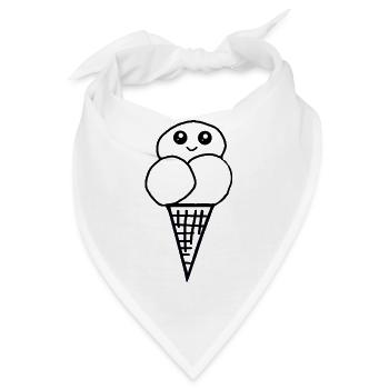 Eis Eiswaffel Eistüte Eiscreme Eiskrem - Bandana - Weiß - Vorne