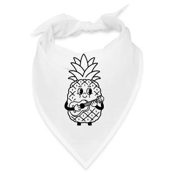 Ananas mit Ukulele - Bandana - Weiß - Vorne