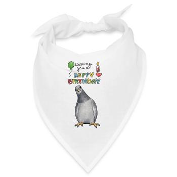 Tauben-Geburtstagsjubel - Bandana - Weiß - Vorne