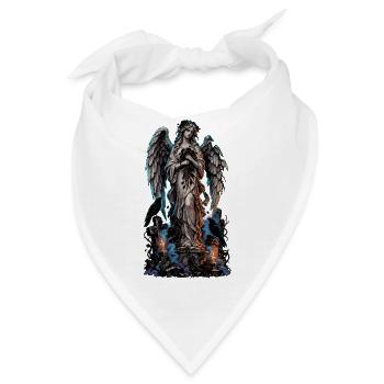 Engelstatue im Nebel mit Raben - Bandana - Weiß - Vorne