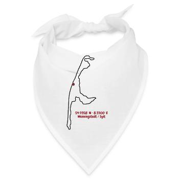 Wenningstedt Sylt Koordinaten Insel Silhouette - Bandana - Weiß - Vorne