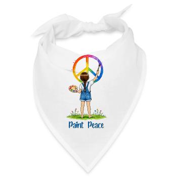 Mädchen malt Peace Zeichen – Paint Peace Aquarell - Bandana - Weiß - Vorne
