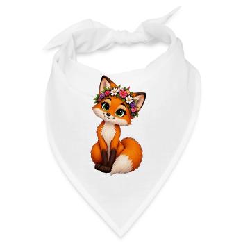 Fuchs mit Blumenkranz - Bandana - Weiß - Vorne