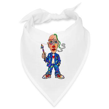 Buntmaler Cartoon mit Pinsel - Bandana - Weiß - Vorne