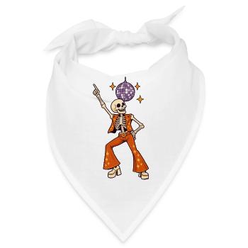Disco-Skelett mit Glitzerkugel - Bandana - Weiß - Vorne