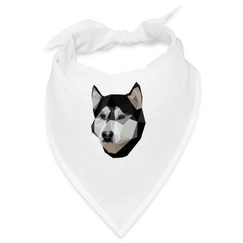 Low Polly Husky - Bandana - Weiß - Vorne