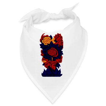 Blüten (dunkelblau, rot, gelb) - Bandana - Weiß - Vorne