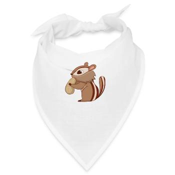 Streifenhörnchen mit Nuss - Bandana - Weiß - Vorne