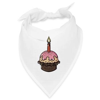 Geburtstag Muffin mit einzelner Kerze Geschenkidee - Bandana - Weiß - Vorne
