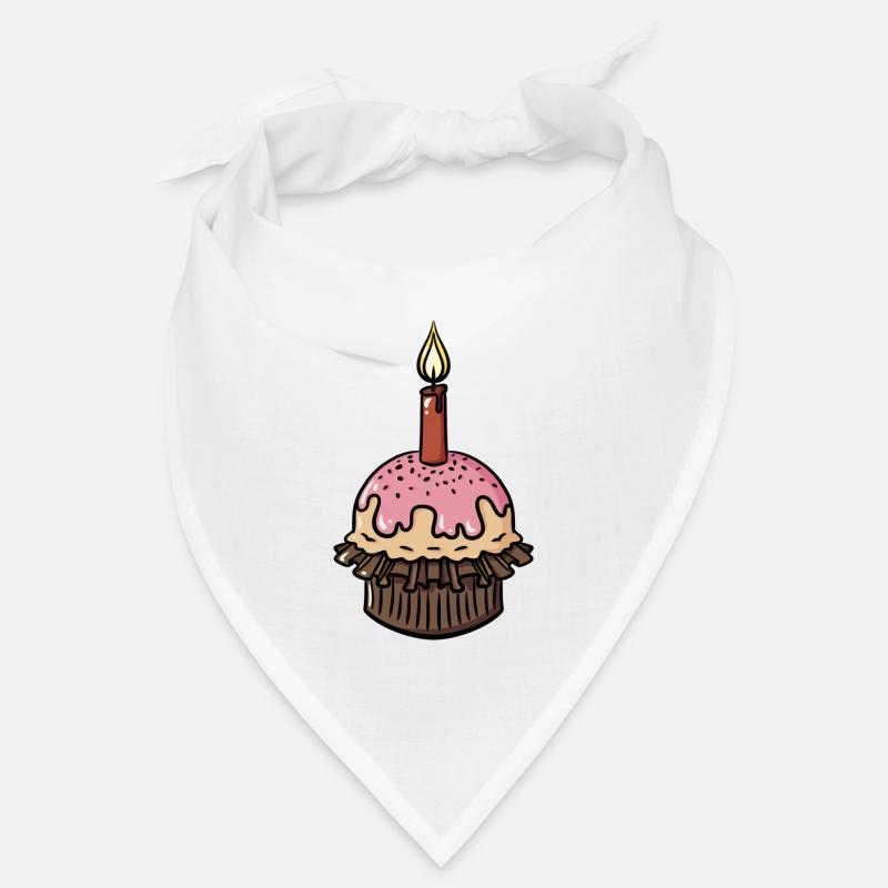 Geburtstag Muffin mit einzelner Kerze Geschenkidee - Bandana - Weiß