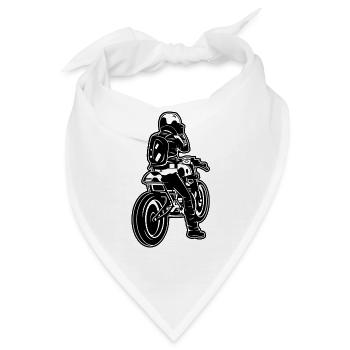 Cafe Racer Motorrad 02_schwarz - Bandana - Weiß - Vorne