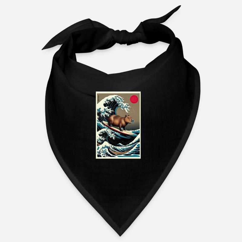 Capybara Surfen Eine Große Welle Kanagawa Bandana
