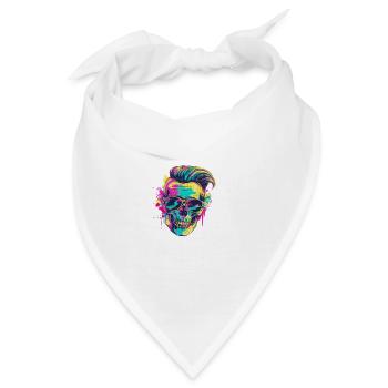 Techno Totenkopf Party Frisur - Bandana - Weiß - Vorne