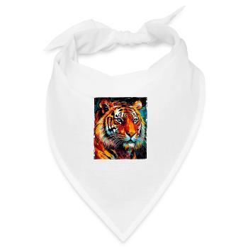 Tiger Porträt - Bandana - Weiß - Vorne
