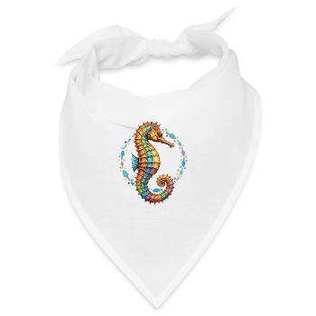 Hübsches dekoratives Seepferdchen - Bandana - Weiß - Vorne