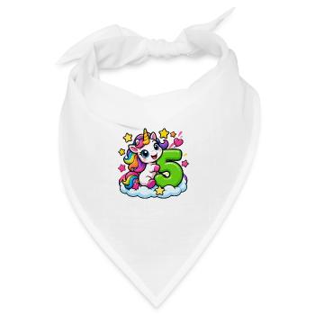 Unicorn 5 Geburtstag Regenbogenzauber - Bandana - Weiß - Vorne