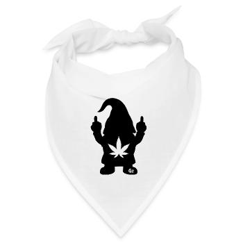 Frecher Zwerg mit Hanfblatt - Bandana - Weiß - Vorne