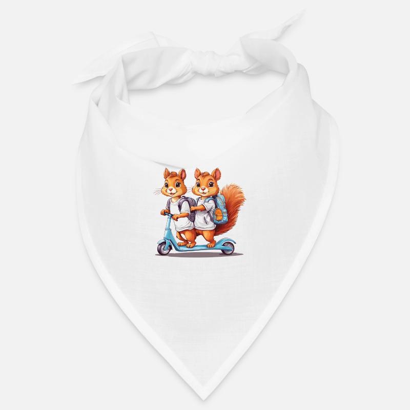 Fröhliche Eichhörnchen Zwillinge Schulweg Design Bandana