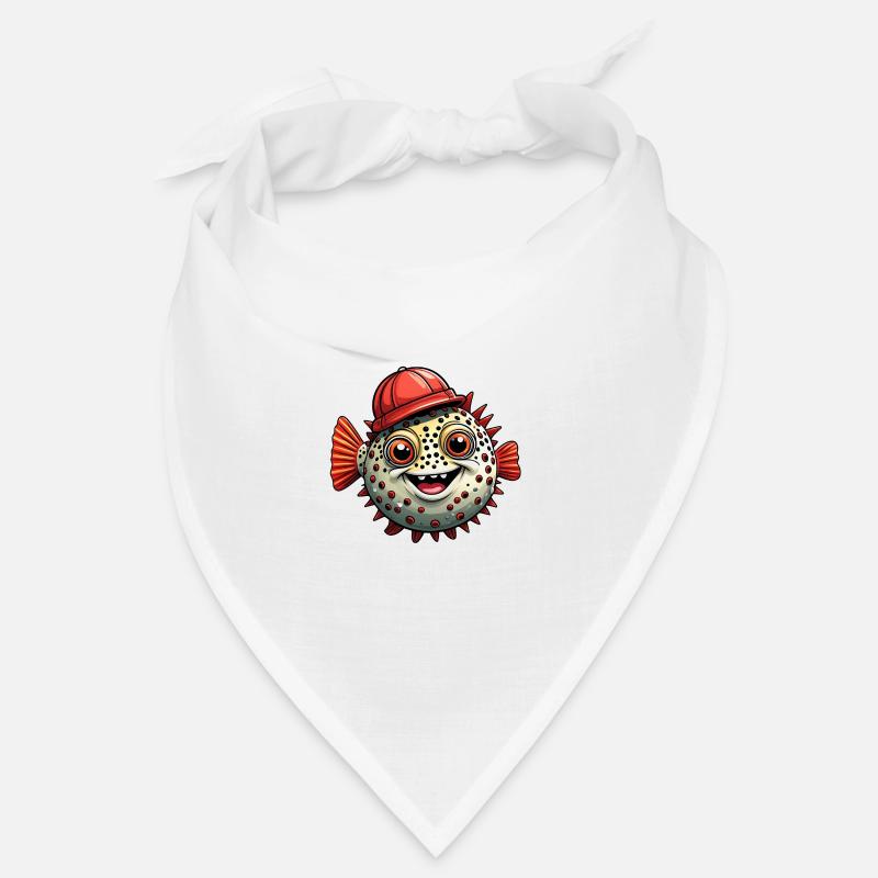 Funny puffer fish with red baseball cap Bandana