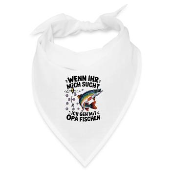 Ich gehe mit Opa angeln fischen springender Hecht - Bandana - Weiß - Vorne
