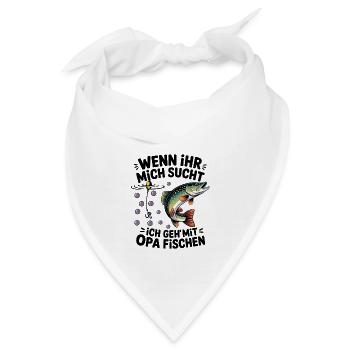 Ich gehe mit Opa angeln fischen springender Hecht - Bandana - Weiß - Vorne