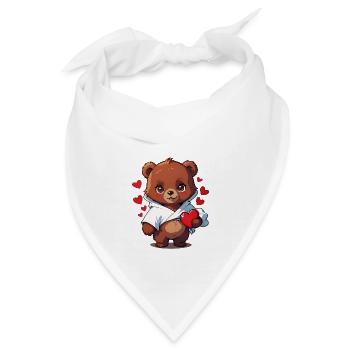 Verschenke dieses süße Bärchen zum Valentinstag - Bandana - Weiß - Vorne