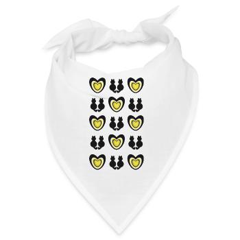 Schwarze Katzen mit Herzen, ein toller Hingucker. - Bandana - Weiß - Vorne