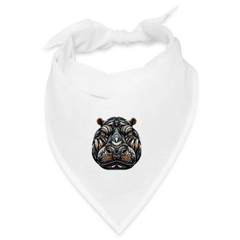 Geometrische polygonale Nilpferd-Kunst - Bandana - Weiß - Vorne