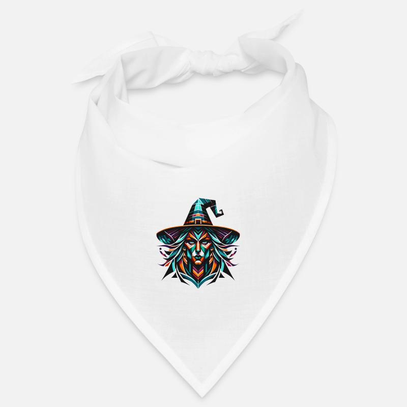 Geometrisches Hexenporträt: Lebendige Polygonkunst Bandana