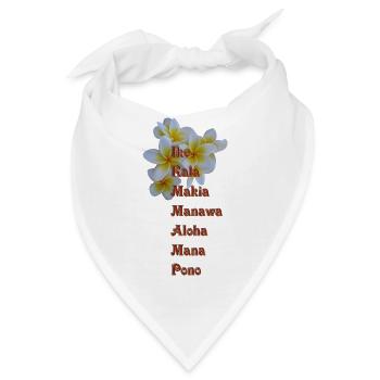 Die 7 Huna Prinzipien / Frangipani Blüten - Bandana - Weiß - Vorne