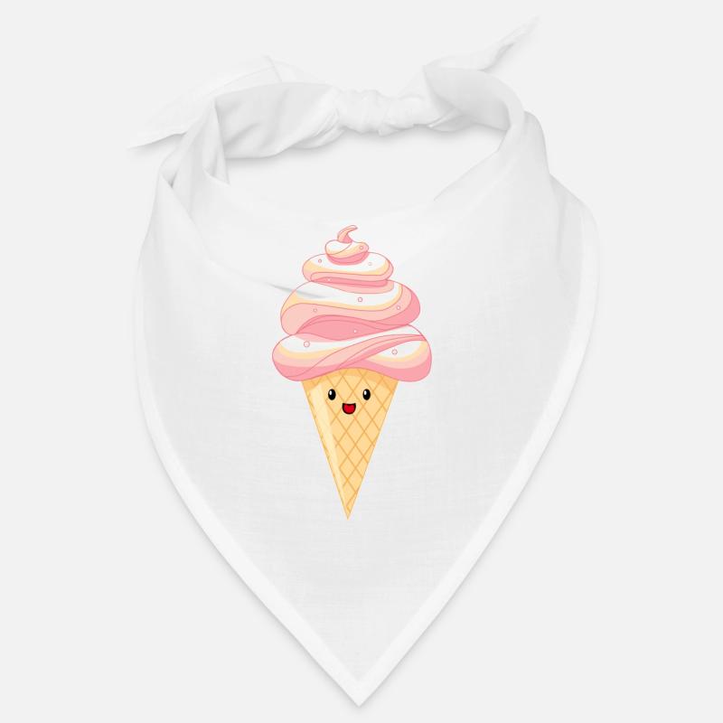 Kawaii - Eis auf Hörnchen - Bandana - Weiß