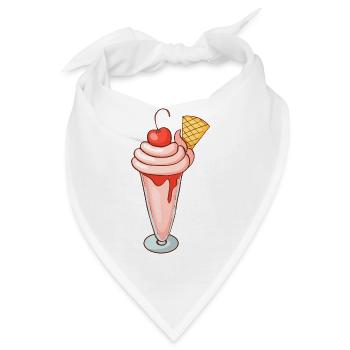 Eis Speiseeis Eiskrem Eiscreme Kugeleis Eisbecher - Bandana - Weiß - Vorne