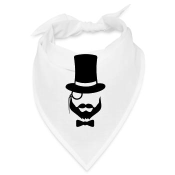 mann sir zylinder hut monokel brille gesicht kopf - Bandana - Weiß - Vorne