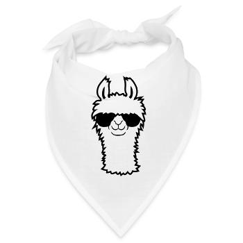 Haariges Flauschiges Lama - Bandana - Weiß - Vorne