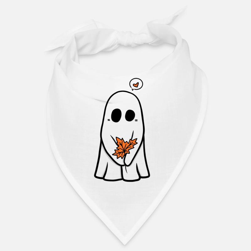 Halloween ghost with an autumn leaf Bandana