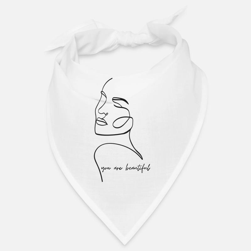 Vous êtes belle - Visage Line Art - Bandana - blanc
