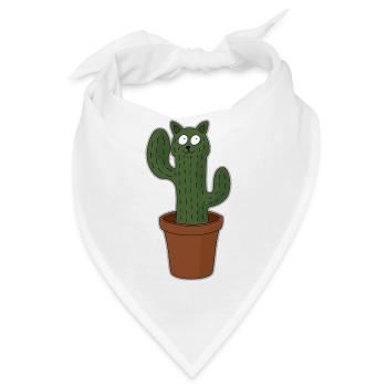 Katze als Kaktus im Blumentopf - Bandana - Weiß - Vorne