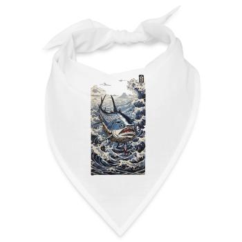 Ukiyo-E Tunfisch Wave Japan Fischfang Kunst Design - Bandana - Weiß - Vorne