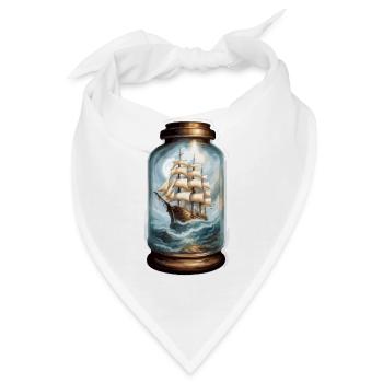 Flaschenschiff / Flaschenpost / Ahoi / Anker - Bandana - Weiß - Vorne