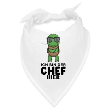 Chef Spruch mit Schildkröte Motiv - Bandana - Weiß - Vorne