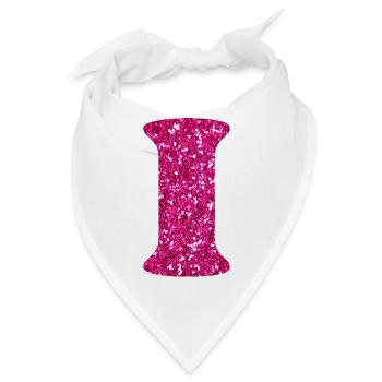 Buchstabe i rosa Glitzer - Bandana - Weiß - Vorne