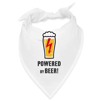 Powered By Beer! (Bier / Blitz / POS) - Bandana - Weiß - Vorne