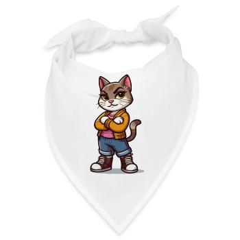 Forced Cat: stolz, mit gekreuzten Beinen - Bandana - Weiß - Vorne