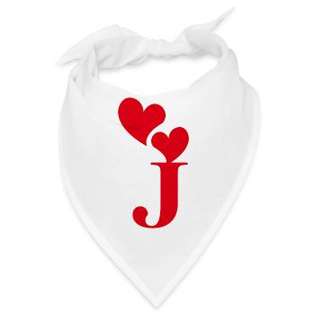 Buchstabe j rotes Herz - Bandana - Weiß - Vorne