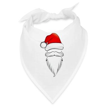Santa-Mütze und Bart – Klassisches Weihnachtsmotiv - Bandana - Weiß - Vorne