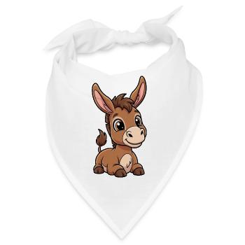 Niedlicher Eselfohlen Cartoon - Bandana - Weiß - Vorne