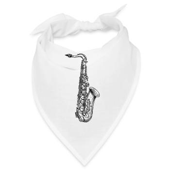 Saxofon - Bandana - Weiß - Vorne
