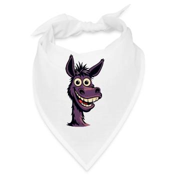 Lustiger Cartoon-Esel mit verrücktem Lächeln - Bandana - Weiß - Vorne