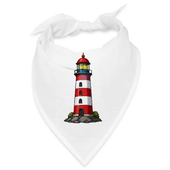 Roter Leuchtturm am Meer - Bandana - Weiß - Vorne