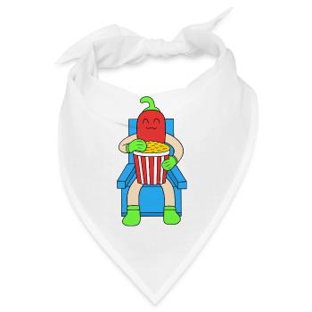 Chili isst Popcorn - Bandana - Weiß - Vorne